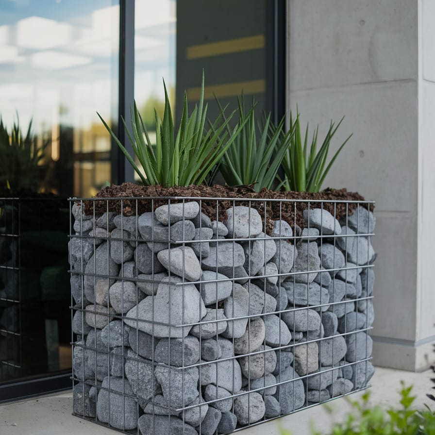 Gothic-themed plants and decor on wrought iron stand