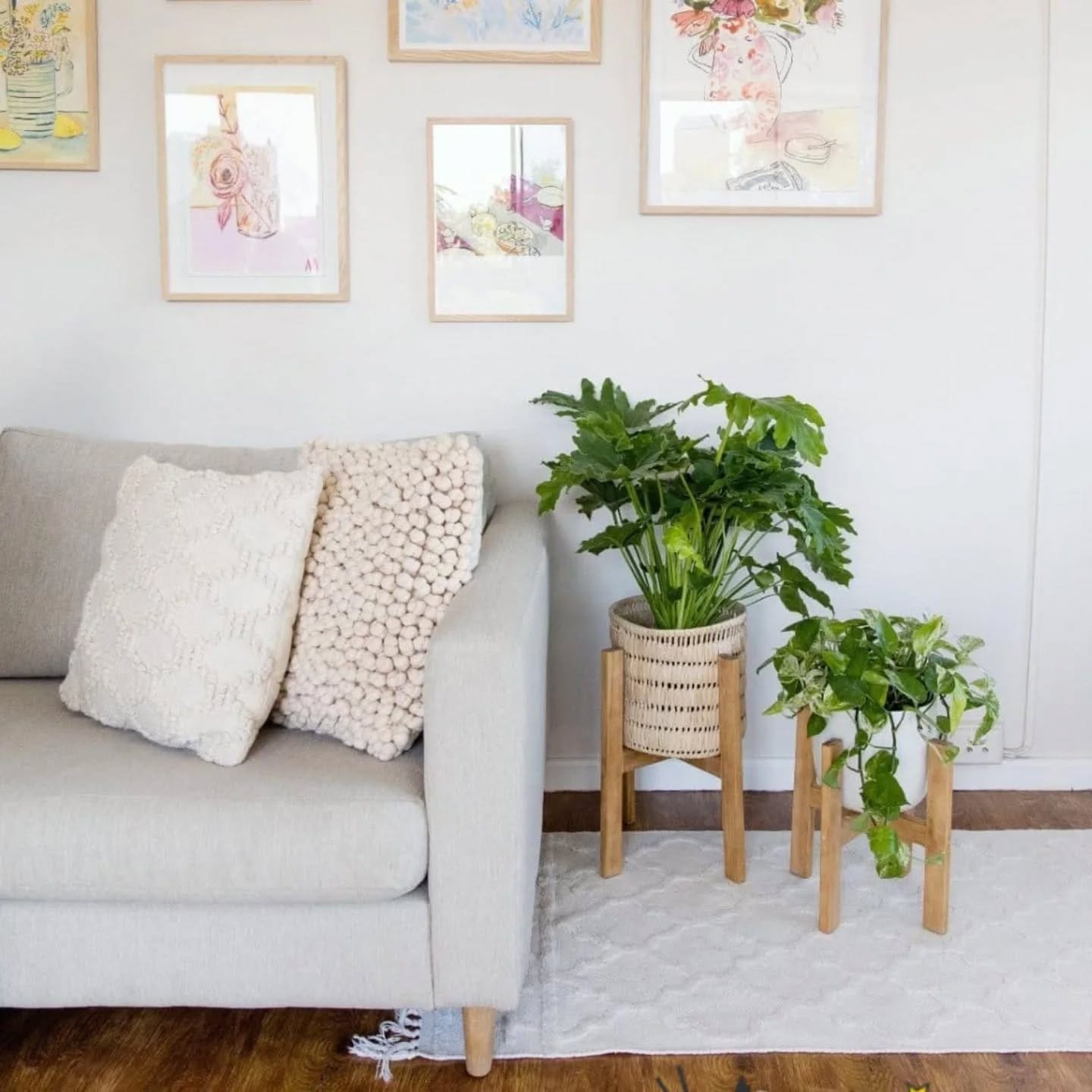 Inviting reading nook with crate plant holder