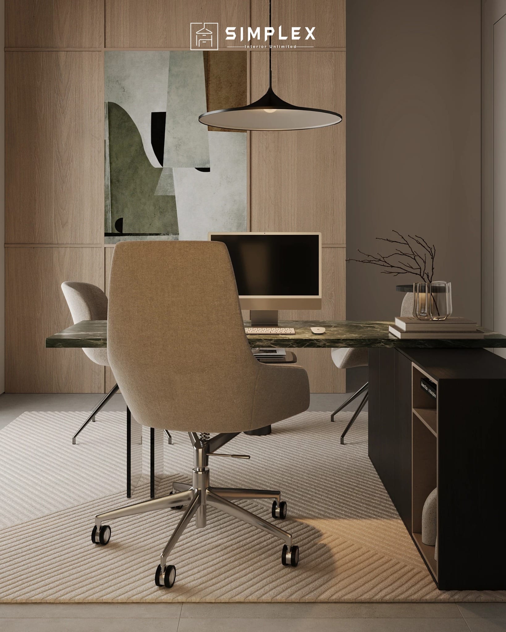 Minimalist compact home office with a small desk