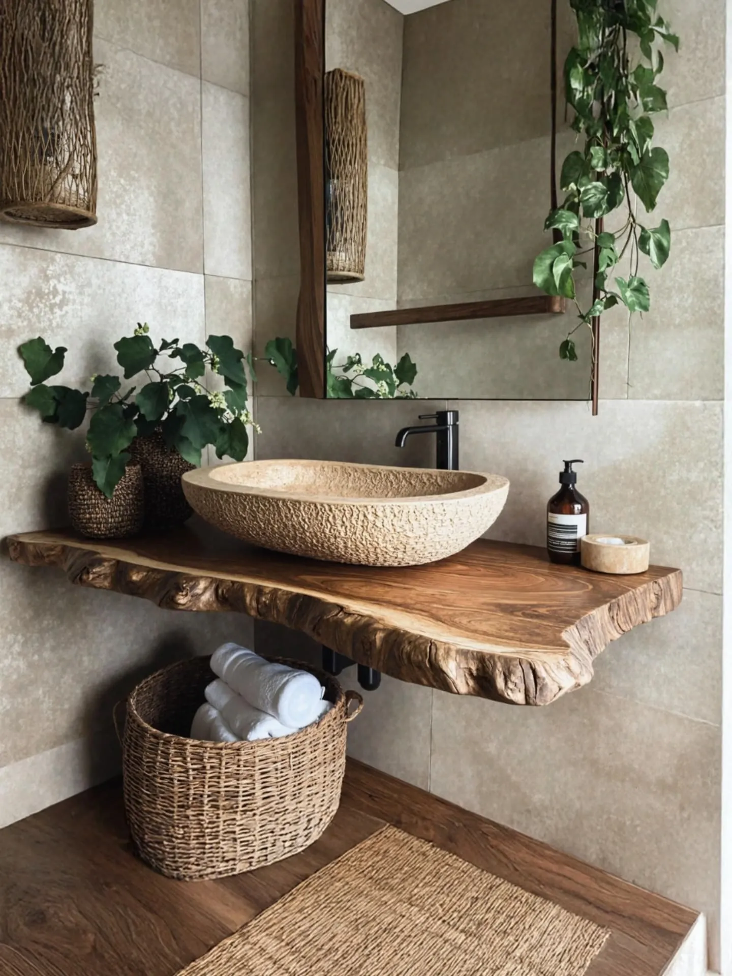 woven basket with toiletries