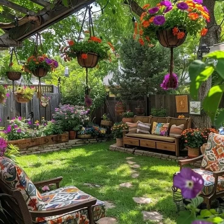 hanging plants in morning light