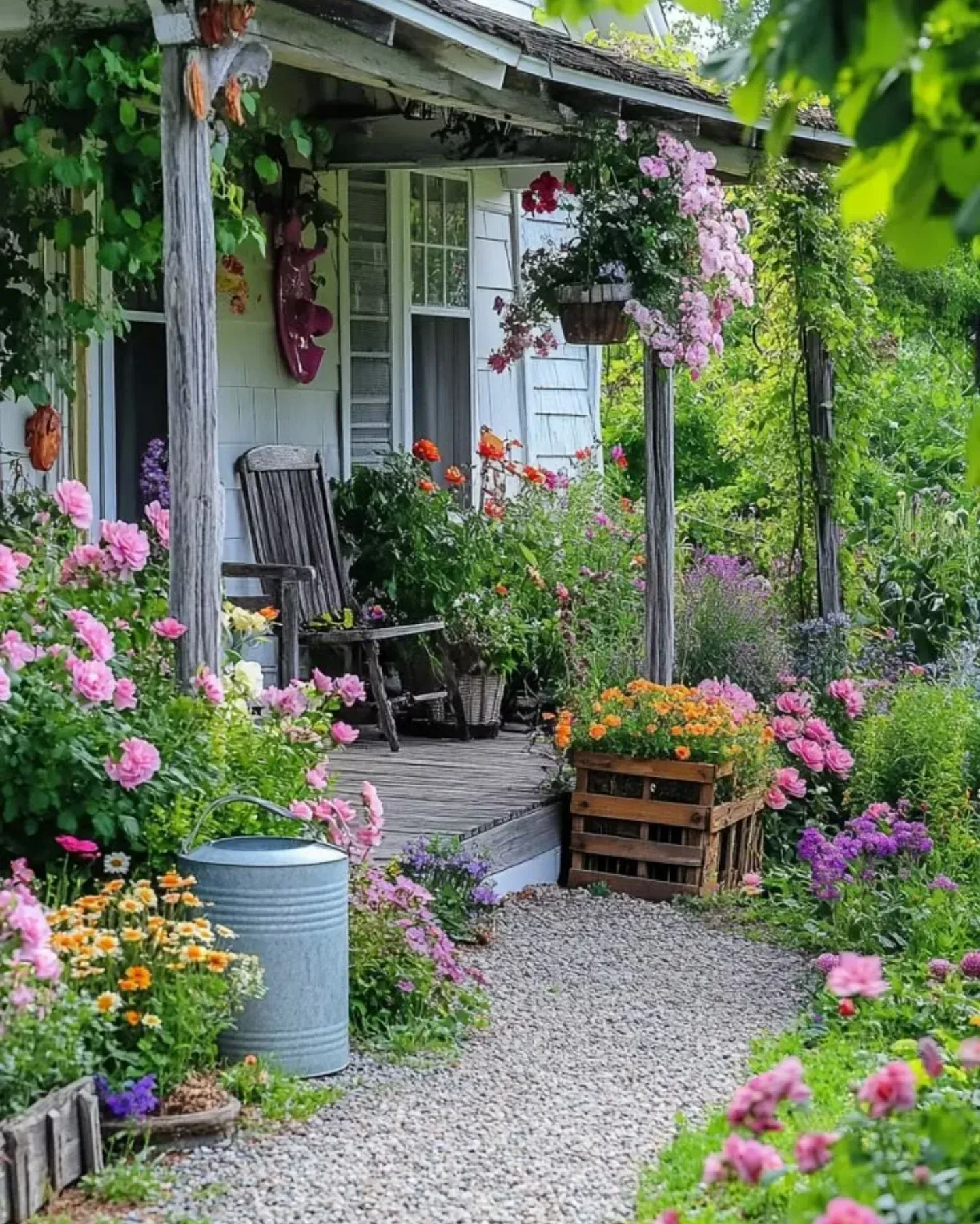 Vintage watering can with assorted succulents