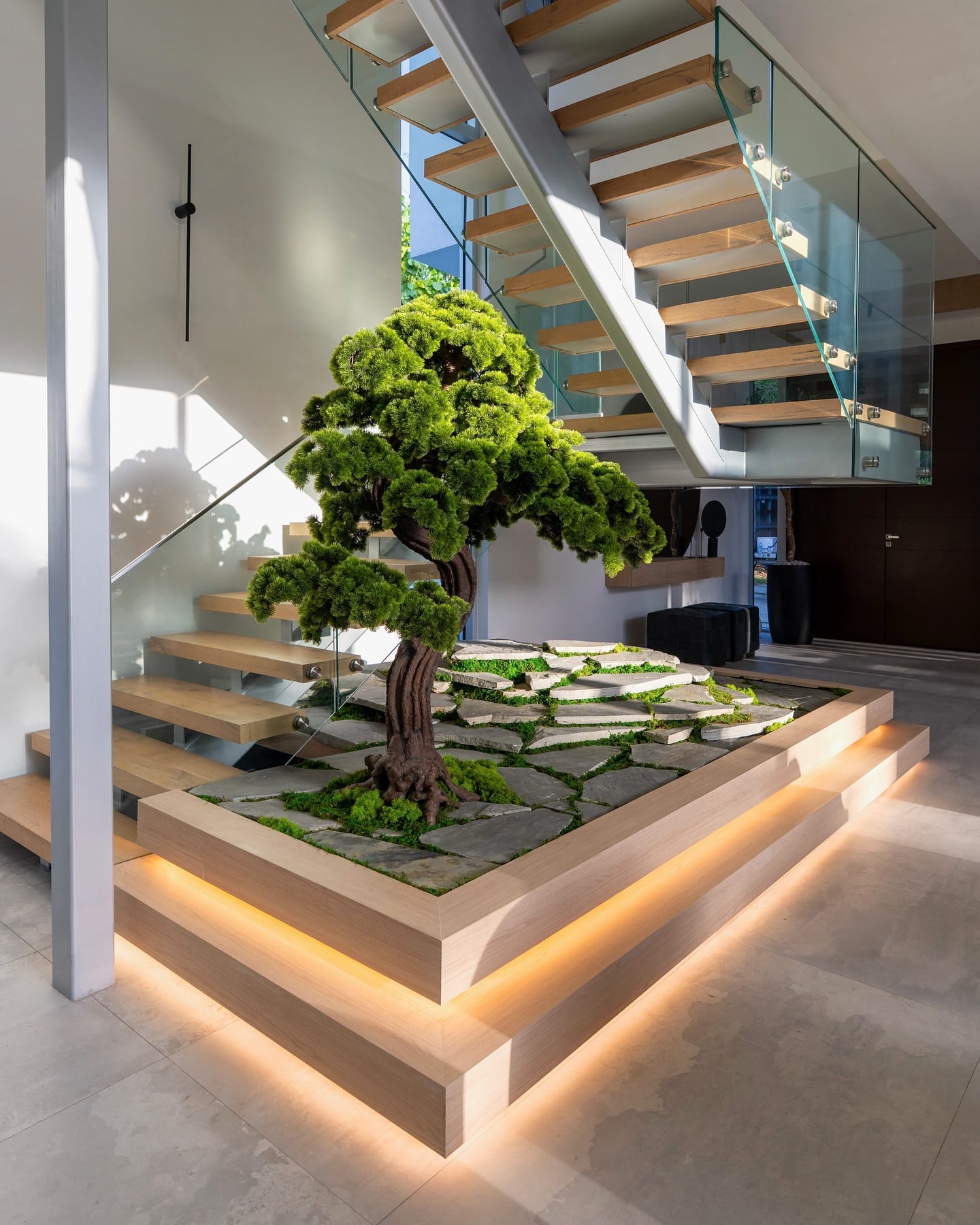 Zen stone tray with Japanese maple