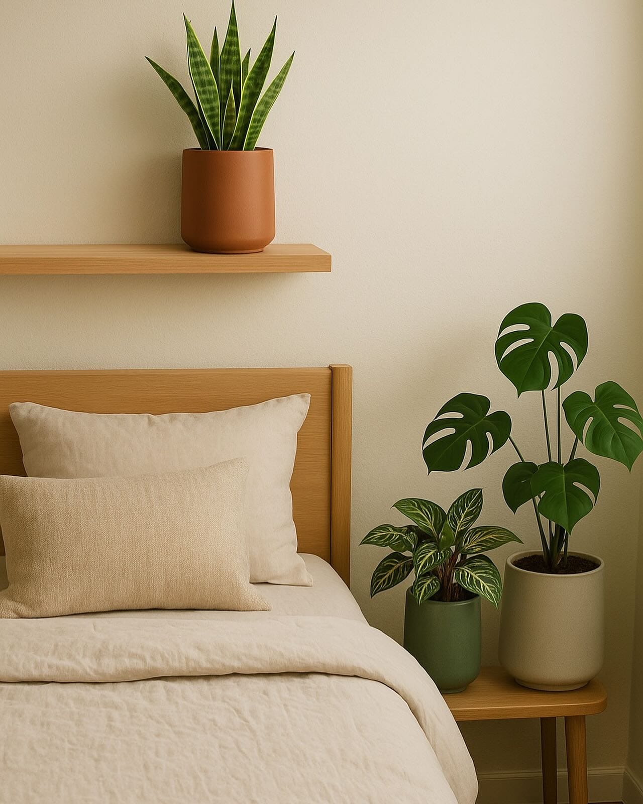 gradient pots in bedroom