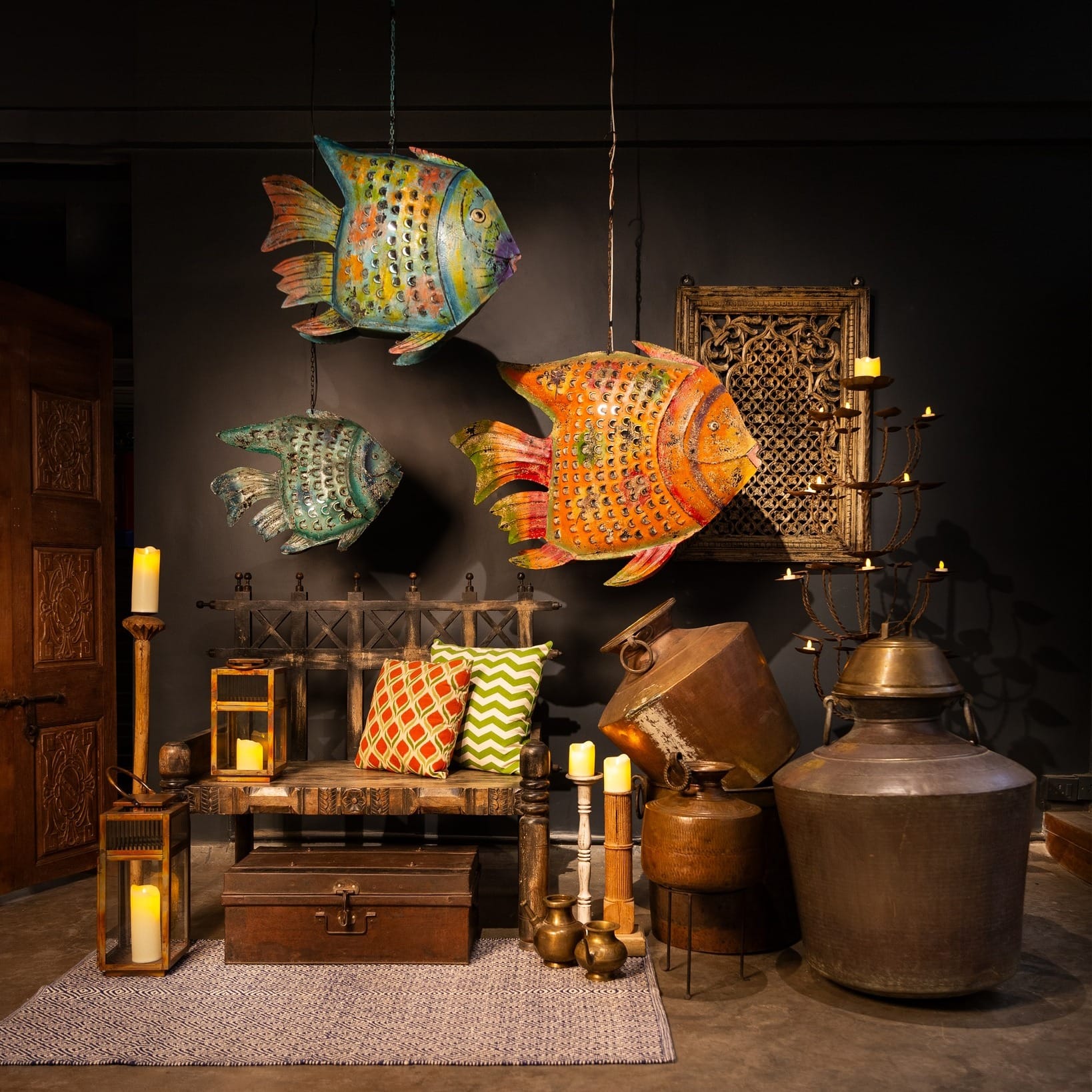 organized entryway with nested bins