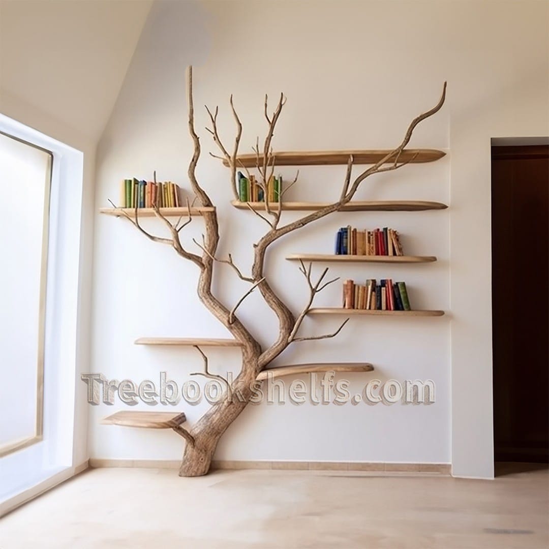 Reclaimed wood bookshelf plant display