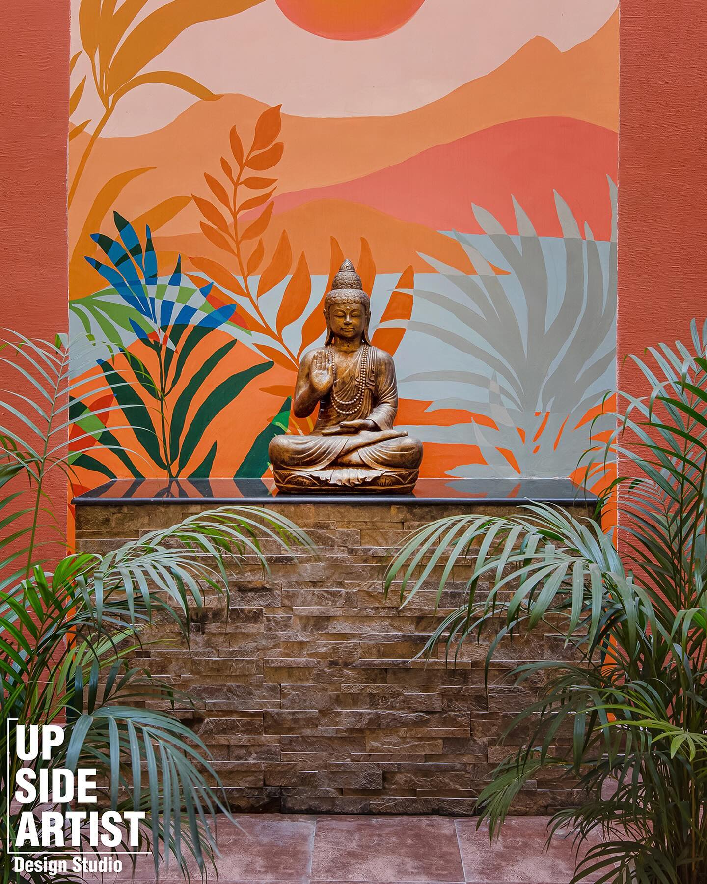 zen garden with plants