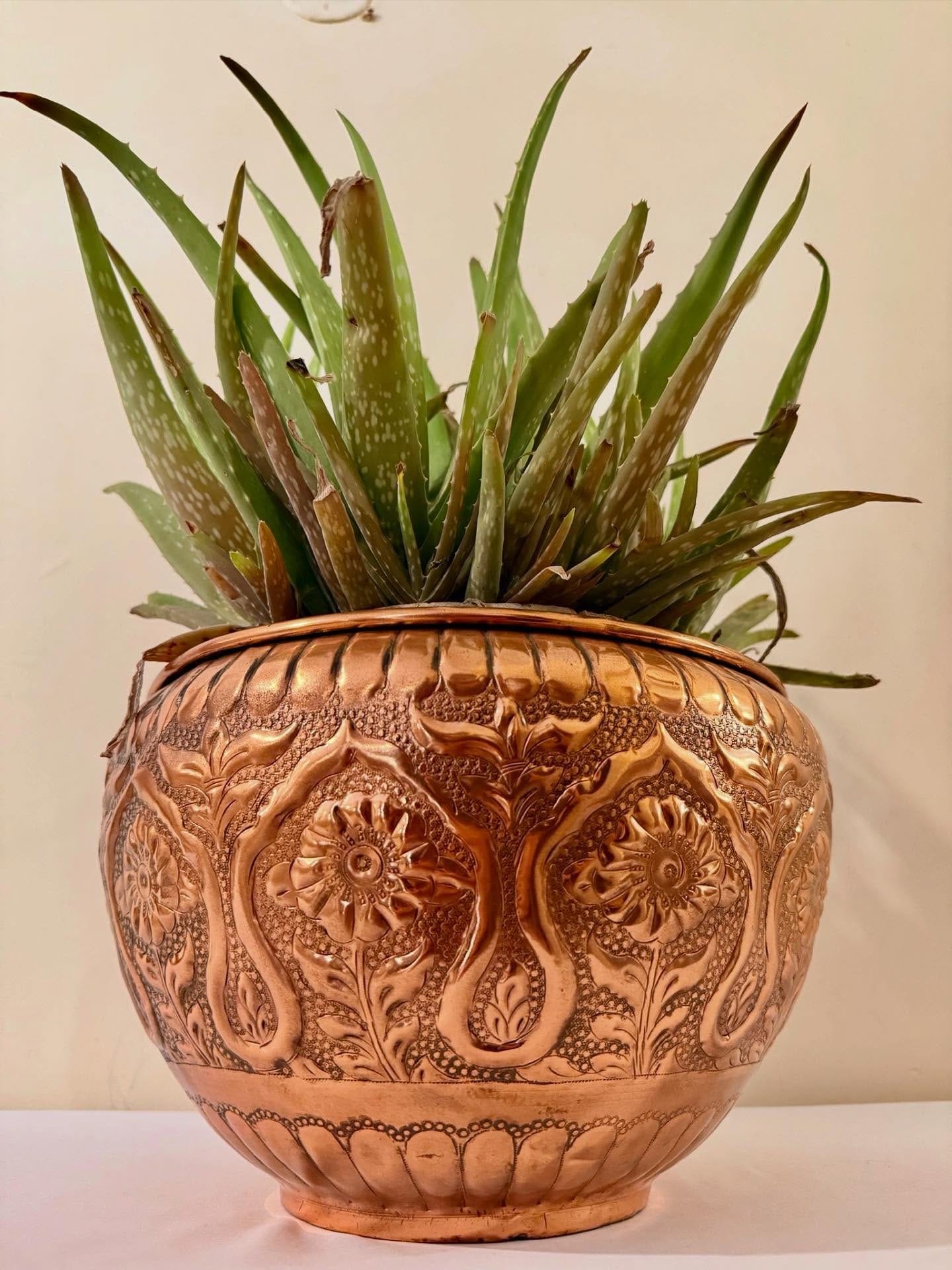 large vintage copper urn planter