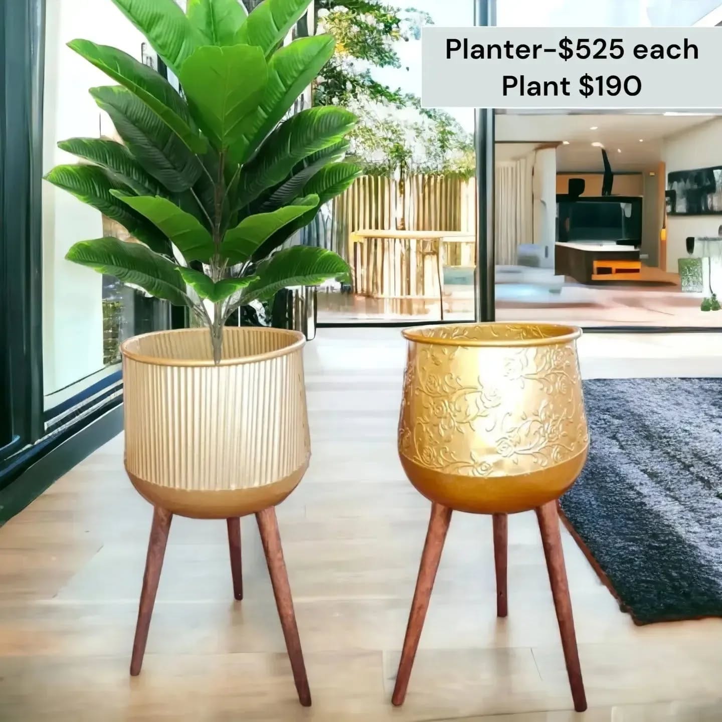 eclectic mix of brass planters